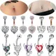 Punk Style Heart Navel Belly Button Rings Devil Shape Red Zircon Belly Piercing Stainless Steel Body