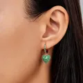 Boucles d'oreilles pendantes en forme de cœur vert pour femmes breloque or argent document
