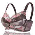 Women's Full Coverage Underwired Non-Foam Plus Size Floral Embrodiery Bra 34 36 38 40 42 44 46 48 B