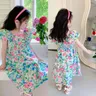 Girls Casual Dresses Flower Printing Lace Dress Flower Girl Dresses Baby Girl Clothes Kids Dresses