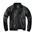 Black Cow Genuine Leather Bomber Jacket Men Cowhide Real Leather Jacket Coat Short Slim Business