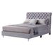 LYKE Home Smoke Gray Faux Leather Tufted Upholstered King Bed