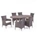 Vincent Outdoor 7-piece Oval Wicker Dining Set with Cushions by Christopher Knight Home