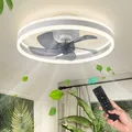 IRALAN-Plafonnier Réversible avec App pour Chambre à Coucher Lustre Noir et Blanc Ventilateur 60W