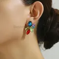 Boucles d'Oreilles Géométriques Vintage en Clip et Verre Bijoux en Alliage de Luxe Accessoires de