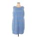 Eliza J Casual Dress - Shift: Blue Grid Dresses - Women's Size 22