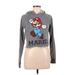 Super Mario Pullover Hoodie: Gray Marled Tops - Women's Size Medium