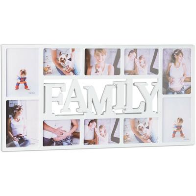 Bilderrahmen Familie, Fotorahmen für 10 Bilder, Collage Family zum Hinhängen, HxBxT: 36,5 x 72 x 2 Image