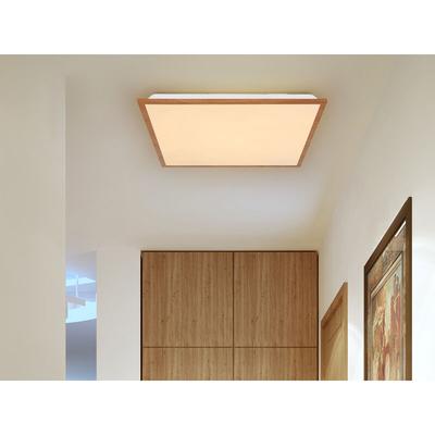 Flache LED Deckenleuchte DORO in Holzoptik, quadratisch 45x45cm