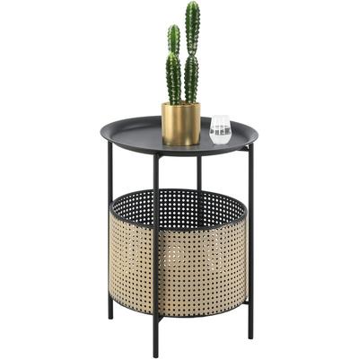 [en.casa] - Beistelltisch Beaumont 45x35cm Schwarz/Sandfarben en.casa Image