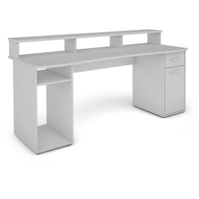Byliving - Schreibtisch fantastic / xxl Gaming-Tisch in Weiß / Mit viel Stauraum und einer breiten