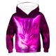 Kids Girls' Hoodie Red Sweatshirt Cat 3D Print Long Sleeve Cat Graphic Blue Purple Red Children Tops
