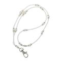 Lightweight White Pearls Bead Chain Lanyard Necklace ID Badge Holder with Magnetic Breakaway Clasp Fashion Jewelry Decor
