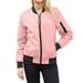 CZHJS Women s Fashion Outerwear Thicken Jackets Outdoor Oversized Baseball Shirts Zip up Lightweight Jacket Winter Clothes Clearance Trendy Solid Color Pink XXL