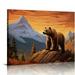 Abstract Animal Wall Art Brown Bear in the Moutain Giclee Art Print Poster Picture Forest Rocky Mountain Artwork for Office Home Living Room Wall Decoration