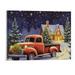 Fenyluxe Christmas Winter Canvas Wall Art with Frames Art Works Christmas Poster Prints Truck Red Truck Hanging Wall Pictures Decoration for Holiday Living Room Bedroom 20x16 Inch