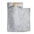 Toddler Nap Mat with Pillow and Fleece Minky Blanket Soft Microfiber Nap Mat for Preschool Daycare Travel Sleeping Bag Rollup Design Grey Stars-43x21 Inches Fit on Toddler Size Nap Cot