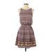 Xhilaration Casual Dress - Mini Crew Neck Sleeveless: Brown Aztec or Tribal Print Dresses - Women's Size X-Small