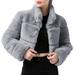 JDEFEG Petite Jackets Furry Sleeve Size Warm Jacket Fauxlong Plus Outerwear Short Coat Women Women s Coat Womens Jackets 3X Polyester Gy1 S