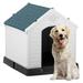 Outdoor Dog House Plastic Waterproof Doghouse for Medium Large Dogs Outside Dog Kennel with and Elevated Floor (41.5 D x 38 W x 39 H Gray)
