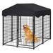 Dog Kennel Outdoor Dog House with Roof Outside Dog Kennel for Medium Small Dogs Dog Cage Outdoor Heavy Duty Metal Kennels Pet Crate Cage Kennel with UV-Proof Waterproof Cover (4.2x4x4.5 ft)