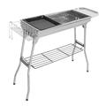 2psc Portable Folding Charcoal BBQ Grill Stainless Steel Camp Picnic Cooker