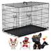 Large Dog Crate for Medium Large Dogs 42 inch Dog Cage Metal Welded Wire Pet Crate with Plastic Tray and Handle Pet Dog Kennel Outdoor Indoor Double-Door Folding Dog Kennel Furniture Black