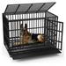 /38 inch Heavy Duty Indestructible Dog Crate Escape Proof Dog Cage Kennel with Lockable Wheels High Anxiety Double Door Dog Crate Extra Large Crate Indoor for Large Dog with Removable Tray