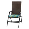 Outdoor PE Wicker Foldable Reclining Chair with Cayman Stripe Seat Cushion