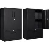 SPBOOMlife Cabinets With Doors And Shelves 71 Metal Garage Cabinet With Locking Doors Garage Cabinets Adjustable Layers Shelves For Home Gym bathroom kitchen office Cabinets