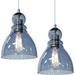 Blue Pendant Light for Kitchen Island Sink Adjustable Hanging Ceiling Light Fixture with 6.5 Handblown Clear Glass Shade for Dining Room Over Table Bar 2 Pack