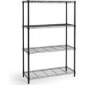 4-Tier Adjustable Height Wire Shelving Unit Wire Rack Shelving Metal Steel Storage Shelves Garage Shelving Storage Organizer Utility Storage Shelf Without Wheels Black