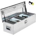 48 Inch Aluminum Truck Tool Box Truck Bed Tool Box with Sliding Shelf Diamond Plate ToolBox with Side Handle Lock and 2 Keys Tool Storage Box for Truck Trailer Pickup