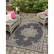 Unique Loom Antique Indoor/Outdoor Traditional Rug Charcoal Gray/Natural 5 3 x 8 Rectangle Medallion Traditional Perfect For Patio Deck Garage Entryway