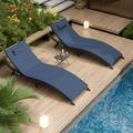 YFENGBO Patio Chaise Lounge Set 3 Pieces Outdoor Lounge Chair Outdoor Wicker Lounge Chairs with Table Folding Chaise Lounger for Poolside Backyard Porch Black