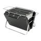 Portable Charcoal BBQ Grill Folding Notebook Grill for Camping Outdoor Cooking Backyard Picnic Black