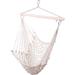 Hammock Chair Hanging Rope Swing Max 250 Lbs Hanging Rope Air Sky Chair Swing Large Macrame Hanging Chair for Superior Comfort(Beige)