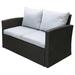 YeSayH Outdoor Patio Loveseat Wicker Rattan Outside Furniture Couch Sofa with Grey Cushions
