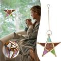 Dinmmgg Moroccan Hanging Star Lantern Iron Style Colorful Glass Lantern Candle Holder Led Christmas Lights Wire Led String Lights Indoor Warm