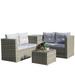 Rugerasy 4 Pieces Outdoor Patio Furniture Patio Furniture Set With Coffee Table Storage Box 2 Single Armrest Loveseat Wicker Outdoor Conversation Sofa