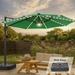 BONOSUKI 11ft LED Aluminum Patio Cantilever Offset Umbrella with Base Kelly Green