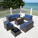 Outdoor Patio Set 14 Pieces Outdoor All Weather Patio Sectional Sofa PE Wicker Modular Conversation Sets with Coffee Table 12 Chairs & Seat Clips(Sand)
