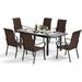 MFSTUDIO Outdoor Dining Set for 8 Patio Dining Furniture Set with 1 Extendable Metal Table and 8 Wicker Dining Chairs