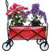 Collapsible Folding Utility Wagon Folding Wagon Garden Shopping Beach Cart Large Capacity Beach Wagon with All Terrain Wheels Wagon for Camping Garden Shopping Groceries (Red)