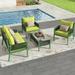 Fulvari Patio Conversation Sets 4 Piece Outdoor Furniture Set With 2 Single Sofa Loveseat Glass Coffee Table Patio Furniture