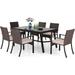 durable 9 Pieces Outdoor Patio Dining Set Patio Set with Rectangular Extendable Metal Table and 8 Rattan Wicker Chairs Beige Cushion Balcony Garden Backyard Poolside