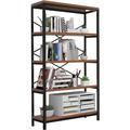 Industrial Bookshelf 5-Tier Bookcase 58 H Ladder Shelf Storage Shelves Rack Shelf Unit Accent Furniture Metal Frame Home Office Furniture for Bathroom Living Room Vintage Brown