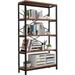 Industrial Bookshelf 5-Tier Bookcase 58 H Ladder Shelf Storage Shelves Rack Shelf Unit Accent Furniture Metal Frame Home Office Furniture for Bathroom Living Room Vintage Brown