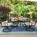 7 PCS Heavy Duty Metal Patio Dining Sets with 6 Swivel Chairs (Cushion Included) and 1 Rectangular Metal Table with Umbrella Hole Outdoor Furniture for 6