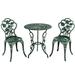 YYAo Outdoor Cast Aluminum Patio Furniture Set with Rose Design 3 Pieces Patio Furniture Set Lounge Chairs Table Set Green